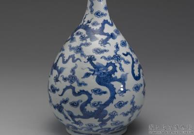 图片[3]-Yuhuchun vase with dragon and cloud motifs, Jengdezhen ware, blue and white-China Archive